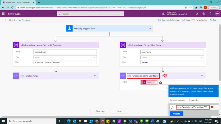 Usage of First & Last Function in Power Automate